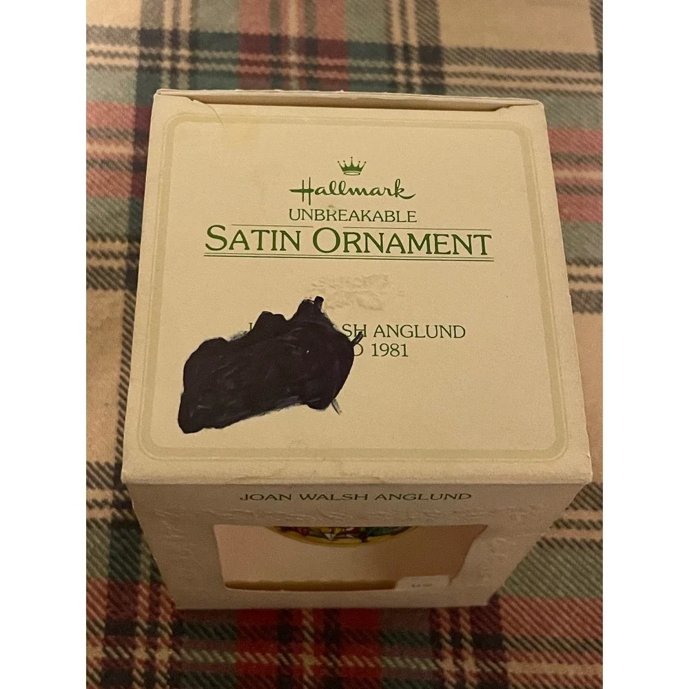 Hallmark Vintage Joan Walsh Anglund Ornament 1981 Red Satin Keepsake‎ Boxed